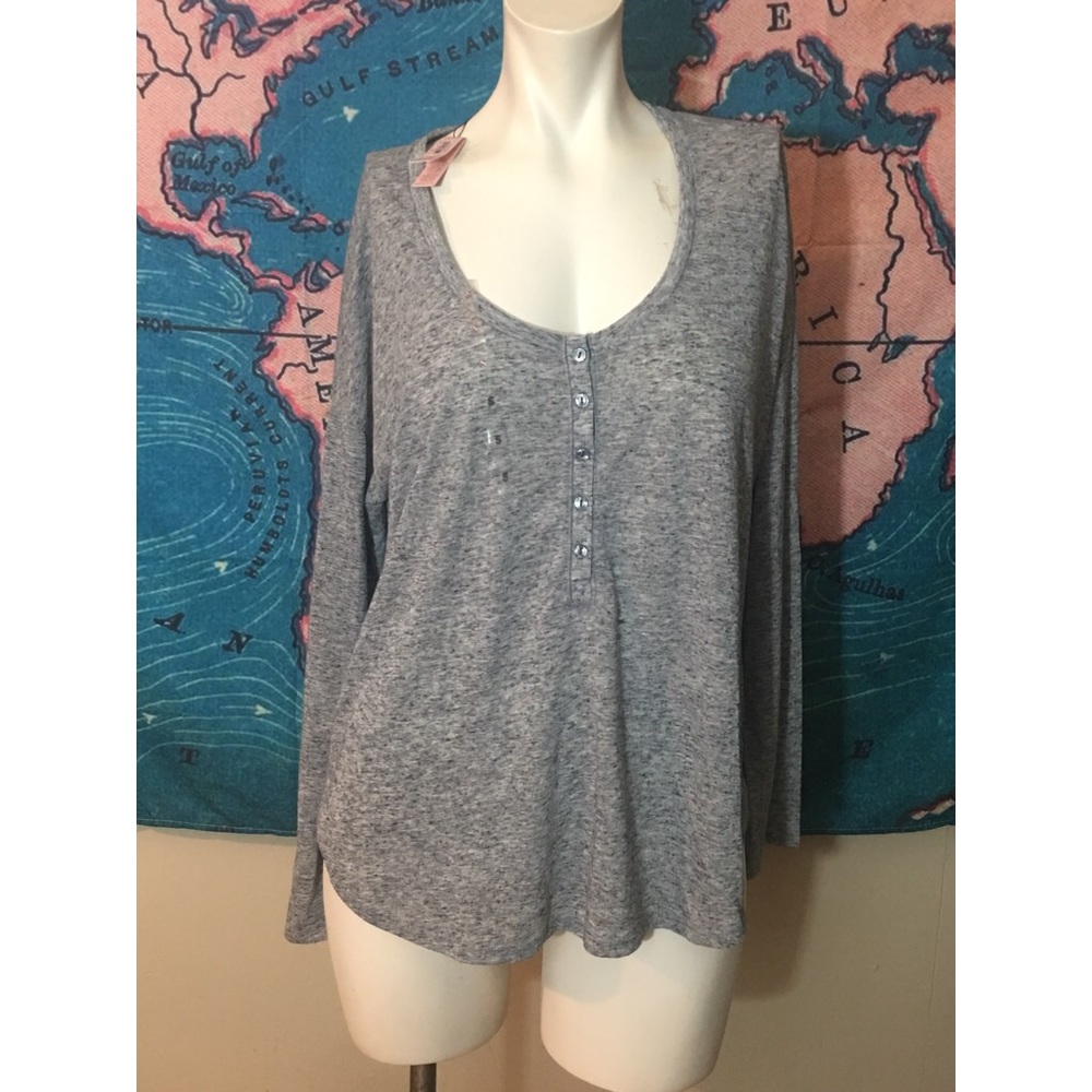 Victoria’s Secret gray long sleeve button top - Picture 1 of 3